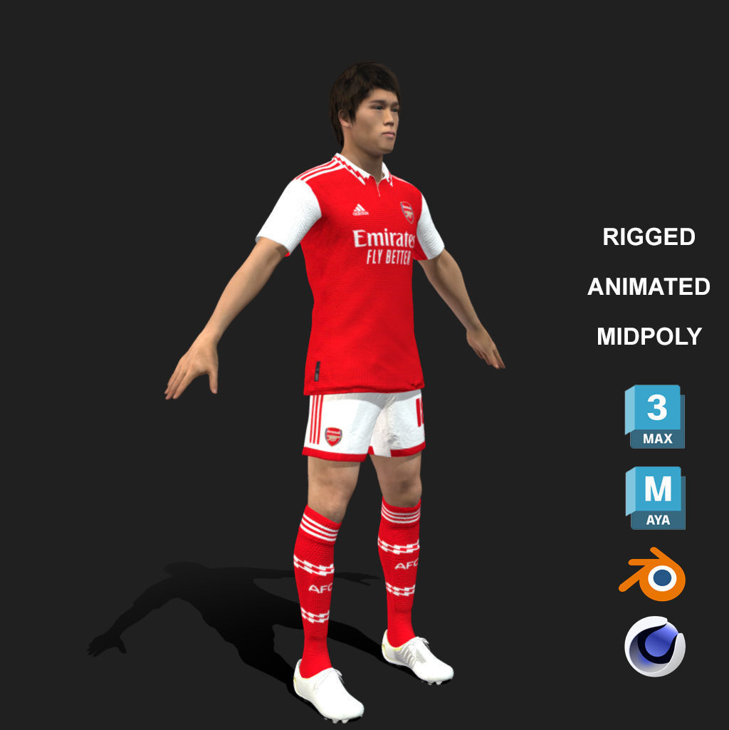 3D Rigged Takehiro Tomiyasu EPL 2023 3D model_2