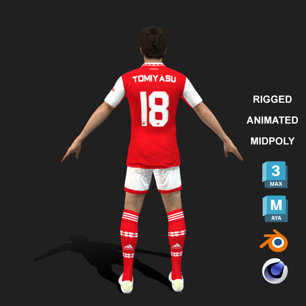 3D Rigged Takehiro Tomiyasu EPL 2023 3D model_5