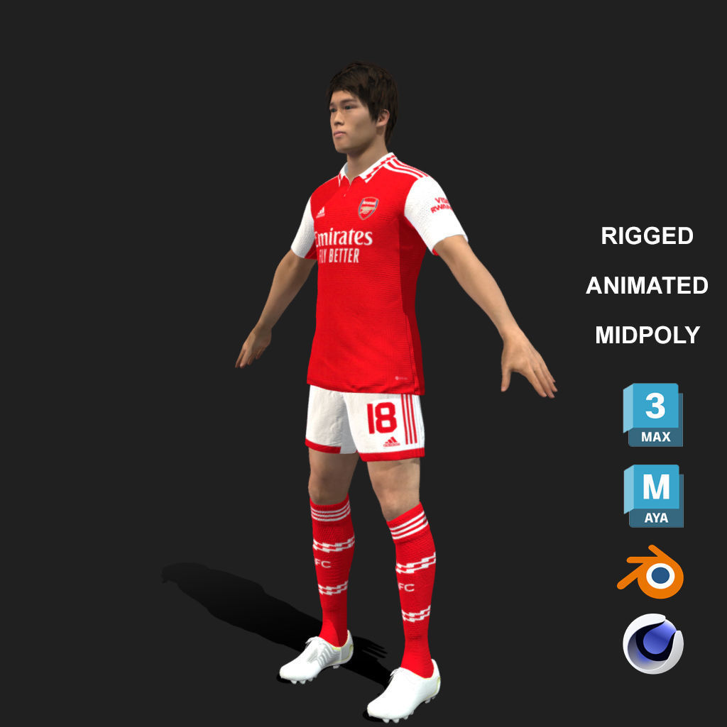 3D Rigged Takehiro Tomiyasu EPL 2023 3D model_8