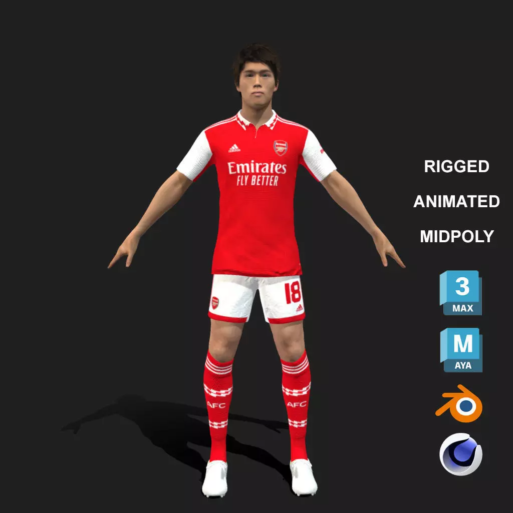 3D Rigged Takehiro Tomiyasu EPL 2023 3D model_0