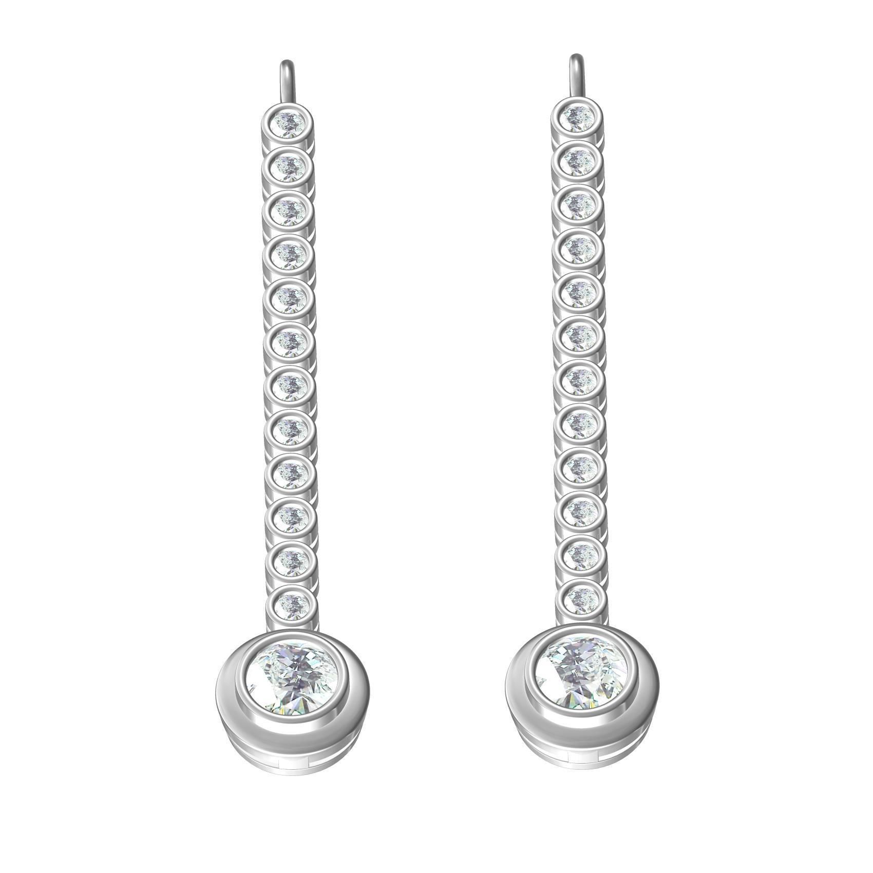 Diamond Bezel Drop Earring 3D print model_3