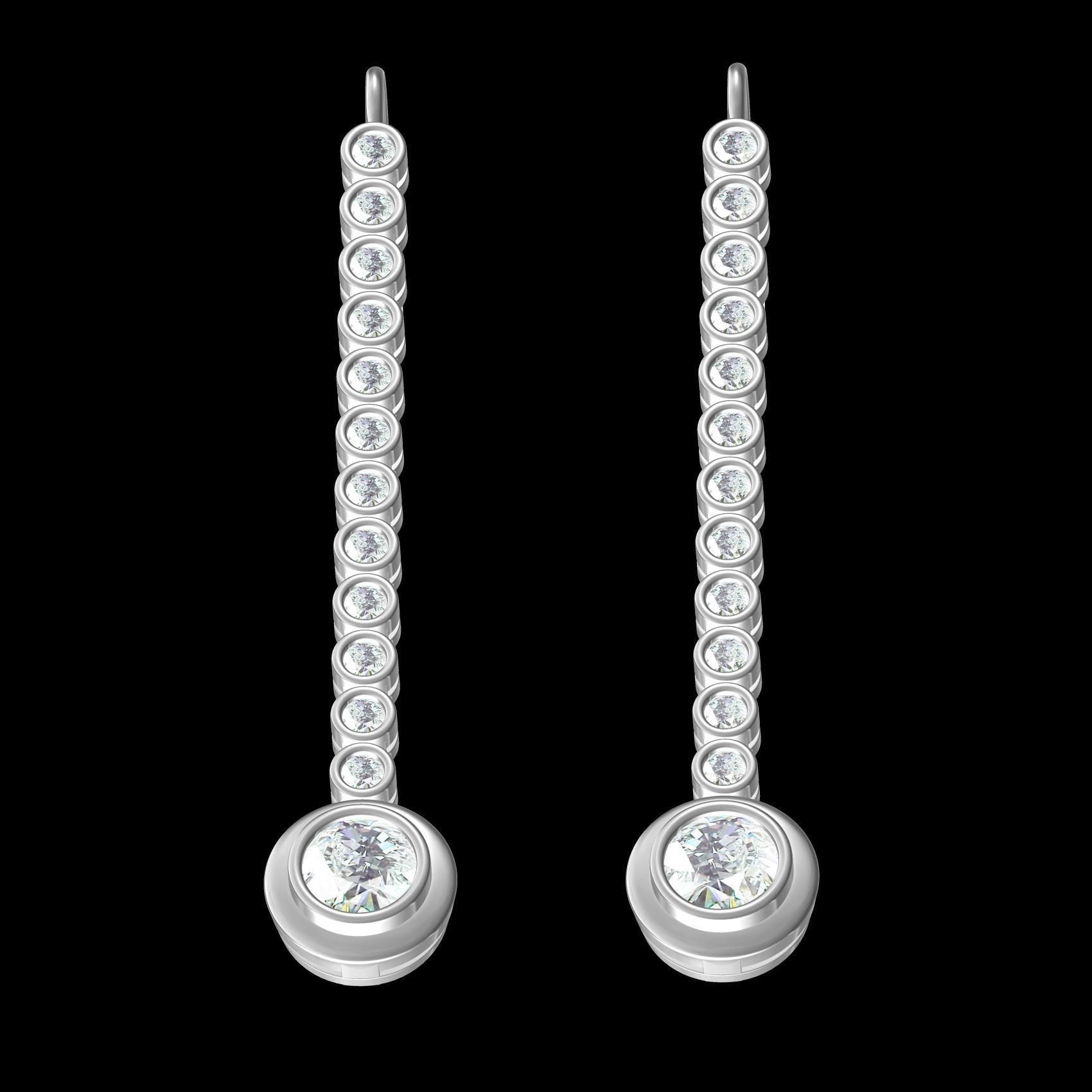 Diamond Bezel Drop Earring 3D print model_9