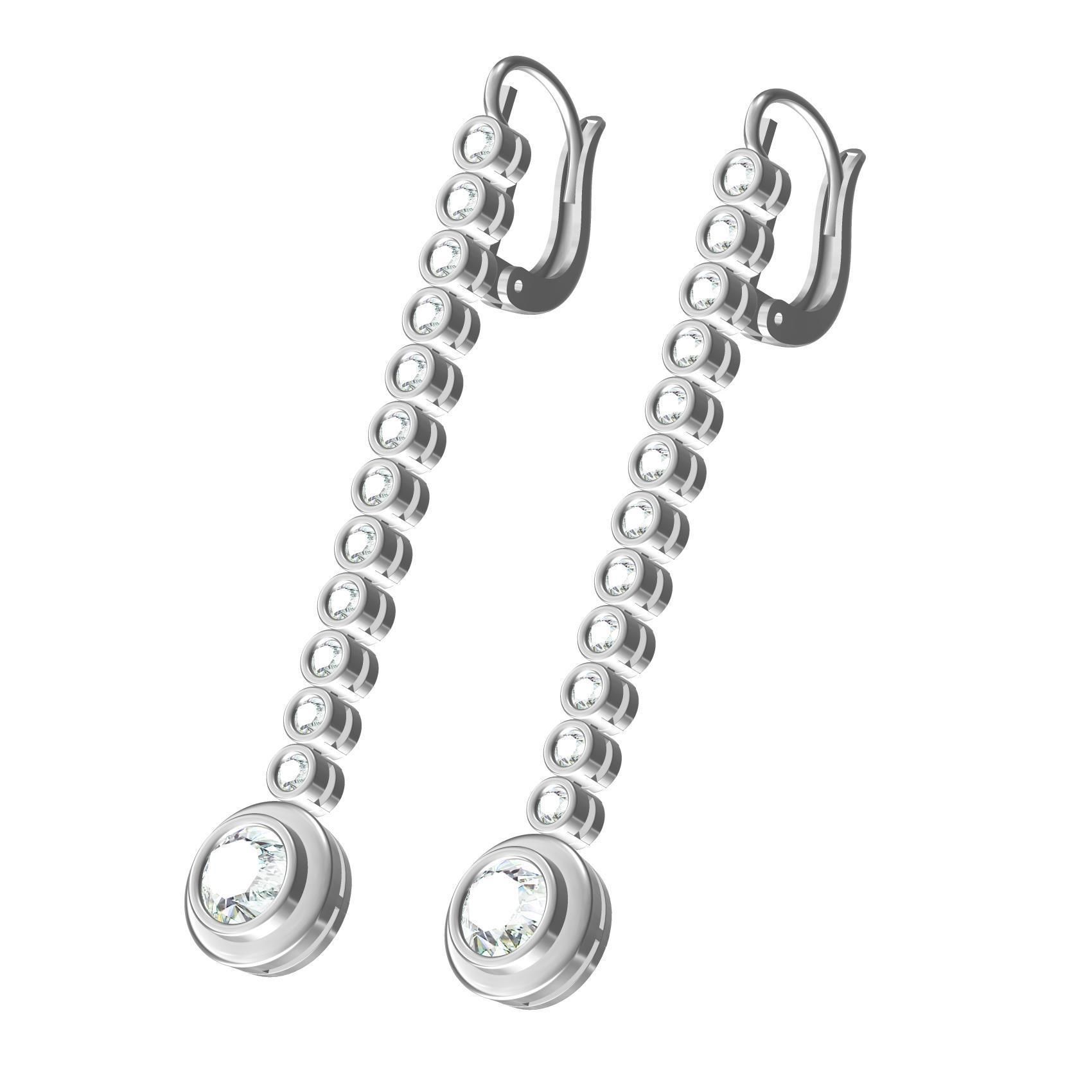 Diamond Bezel Drop Earring 3D print model_1