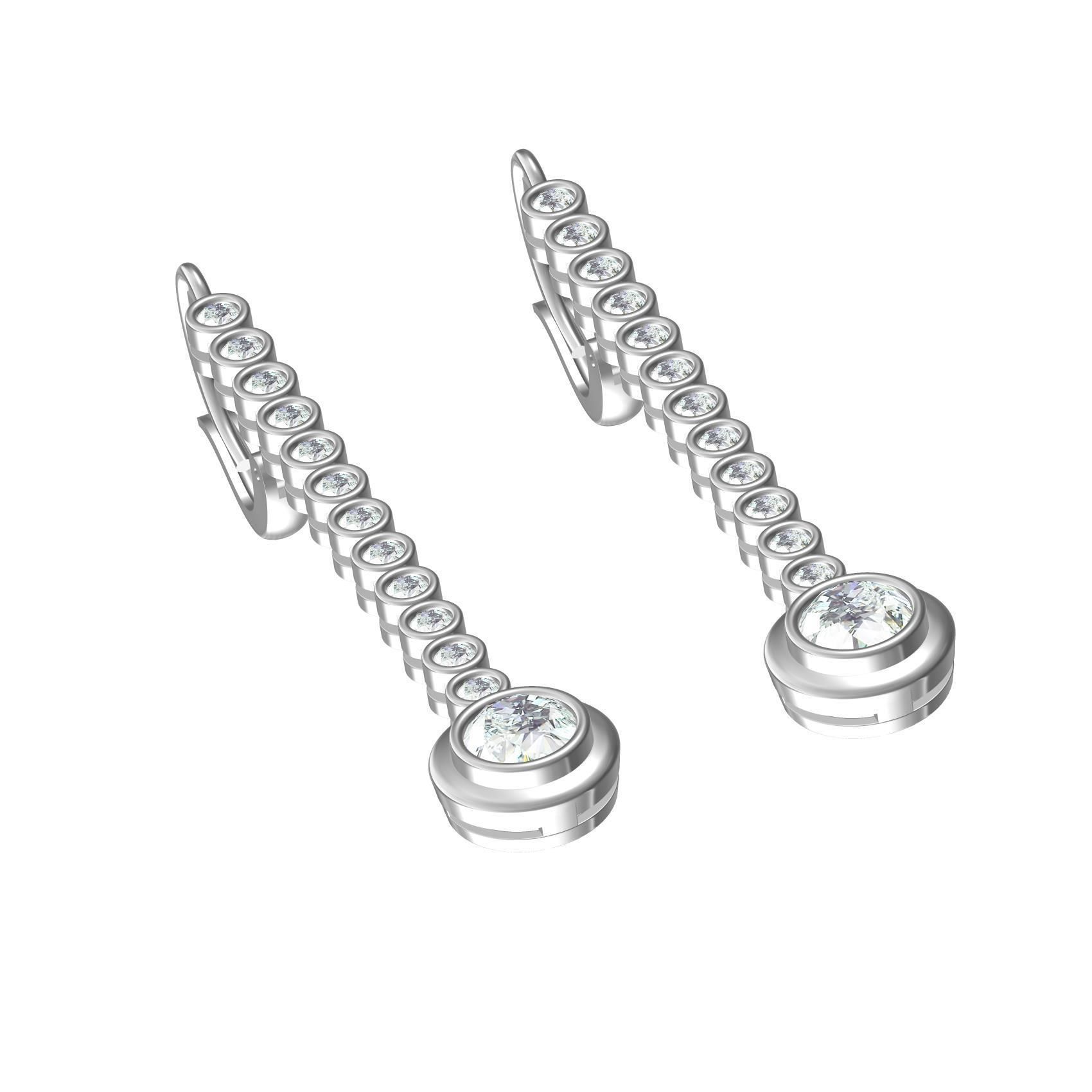 Diamond Bezel Drop Earring 3D print model_7