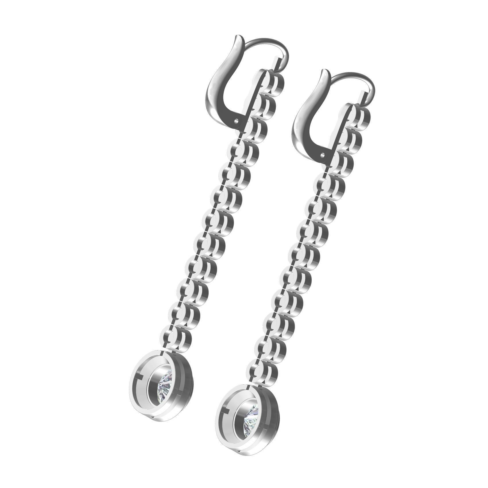 Diamond Bezel Drop Earring 3D print model_2