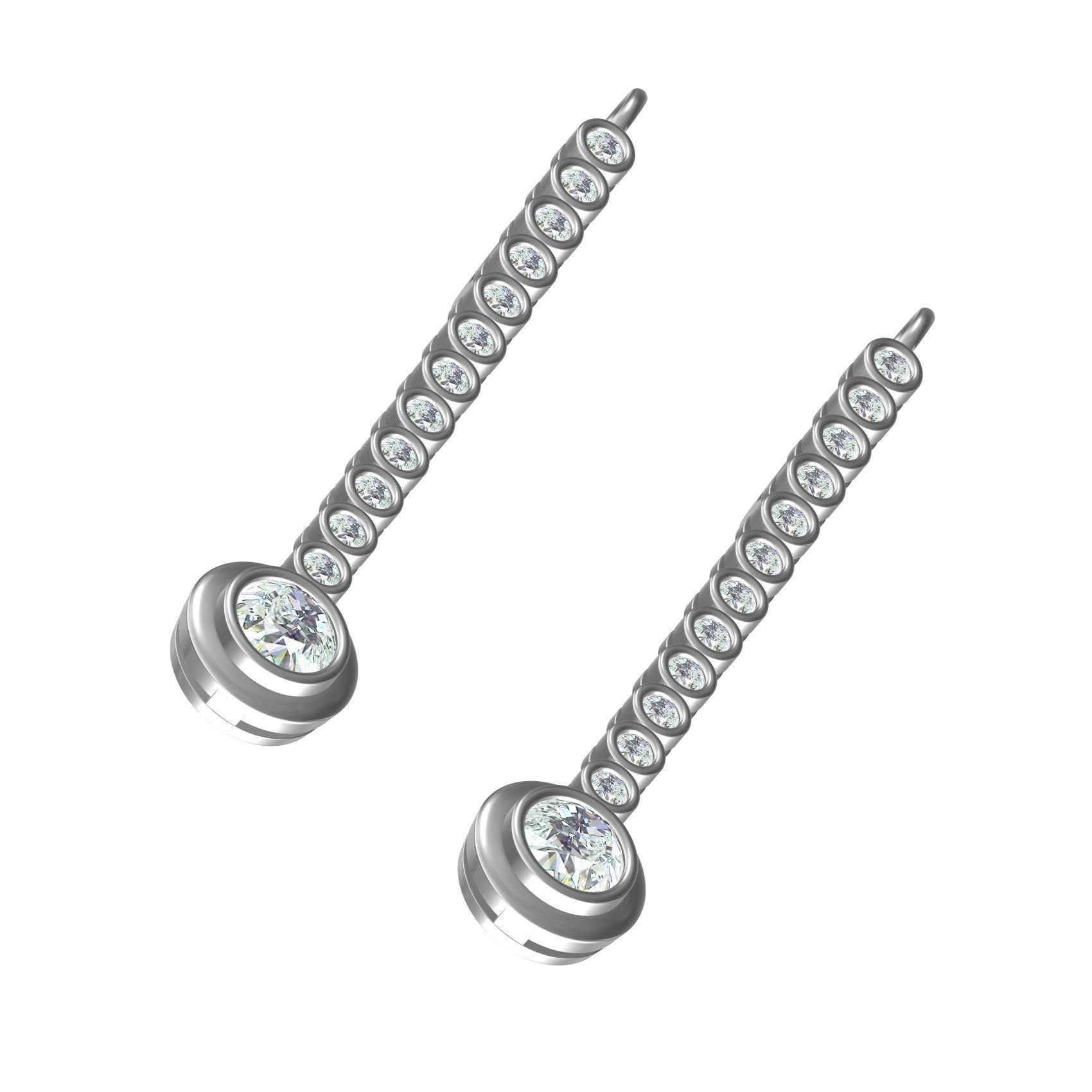Diamond Bezel Drop Earring 3D print model_6