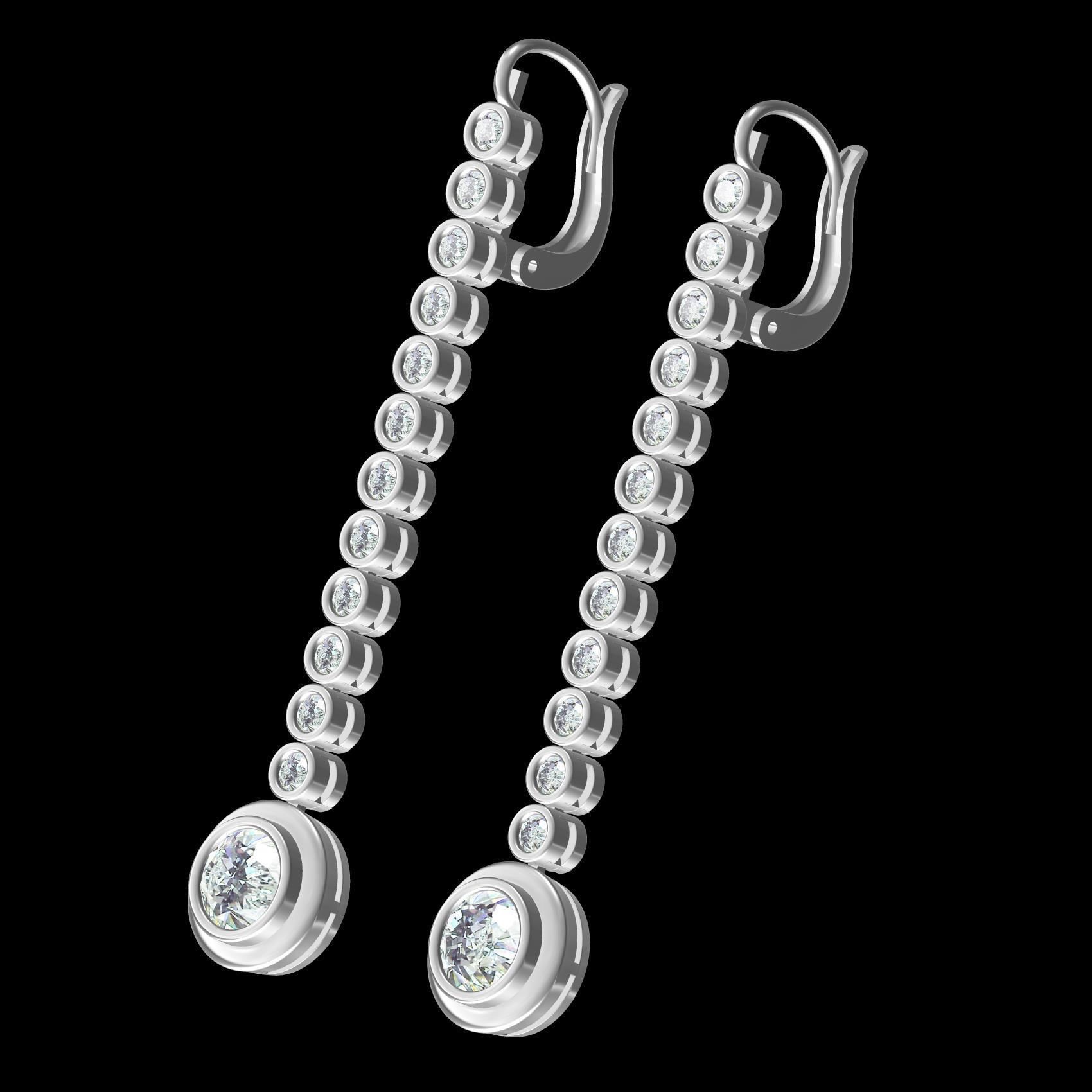 Diamond Bezel Drop Earring 3D print model_10