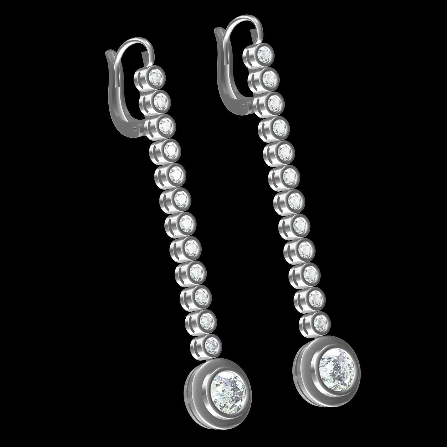 Diamond Bezel Drop Earring 3D print model_11