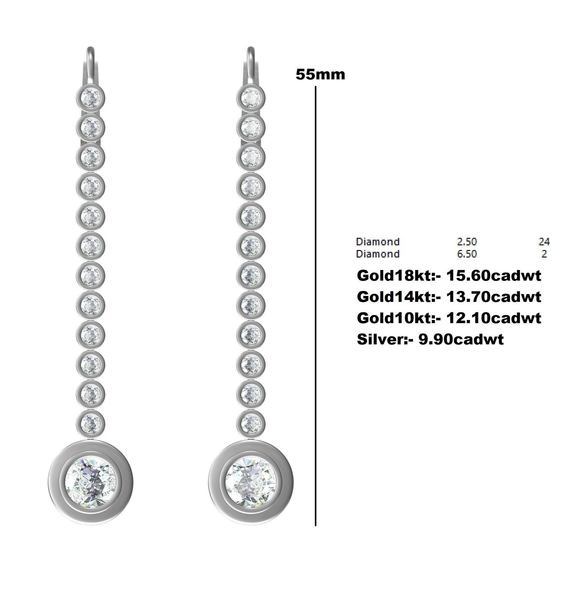 Diamond Bezel Drop Earring 3D print model_12