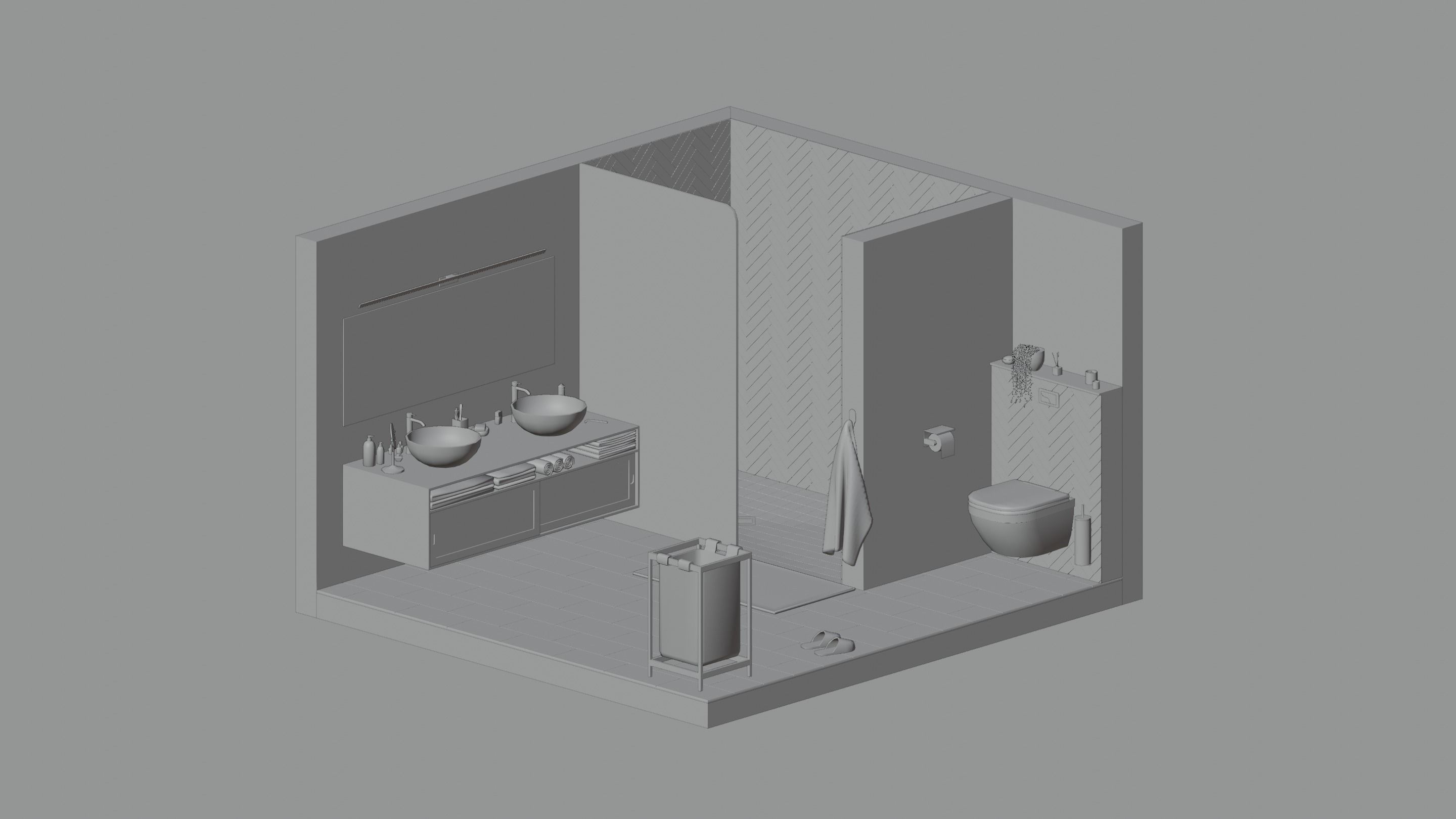 Bathroom Low-poly 3D model_1