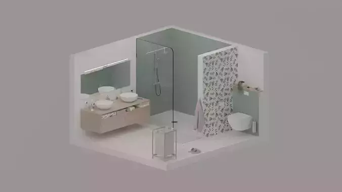 Bathroom Low-poly 3D model
