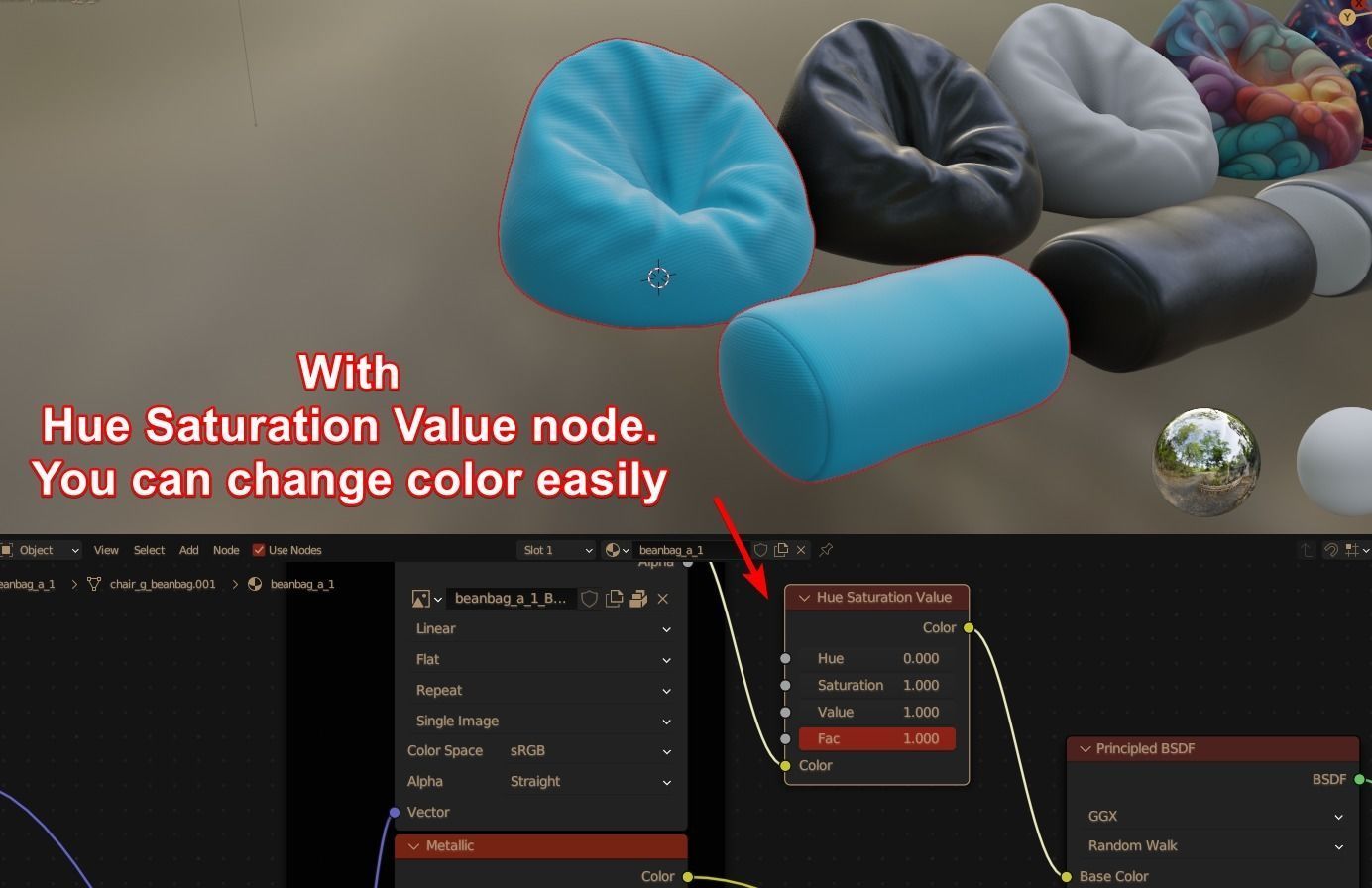 Bean bag chair ottoman pouf  gaming gamer 3d model set 1 Low-poly 3D model_17