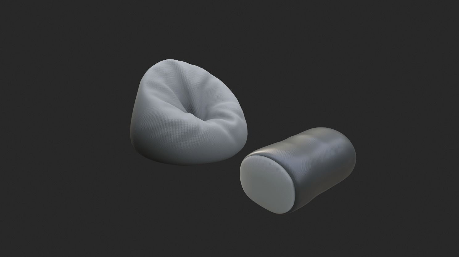 Bean bag chair ottoman pouf  gaming gamer 3d model set 1 Low-poly 3D model_4