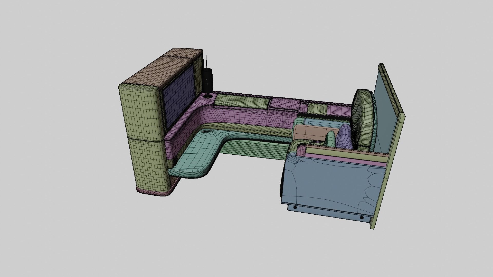 Luxury plane seat Low-poly 3D model_7