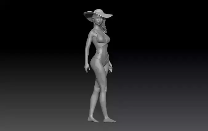 BEACH GIRL WITH HAT 1