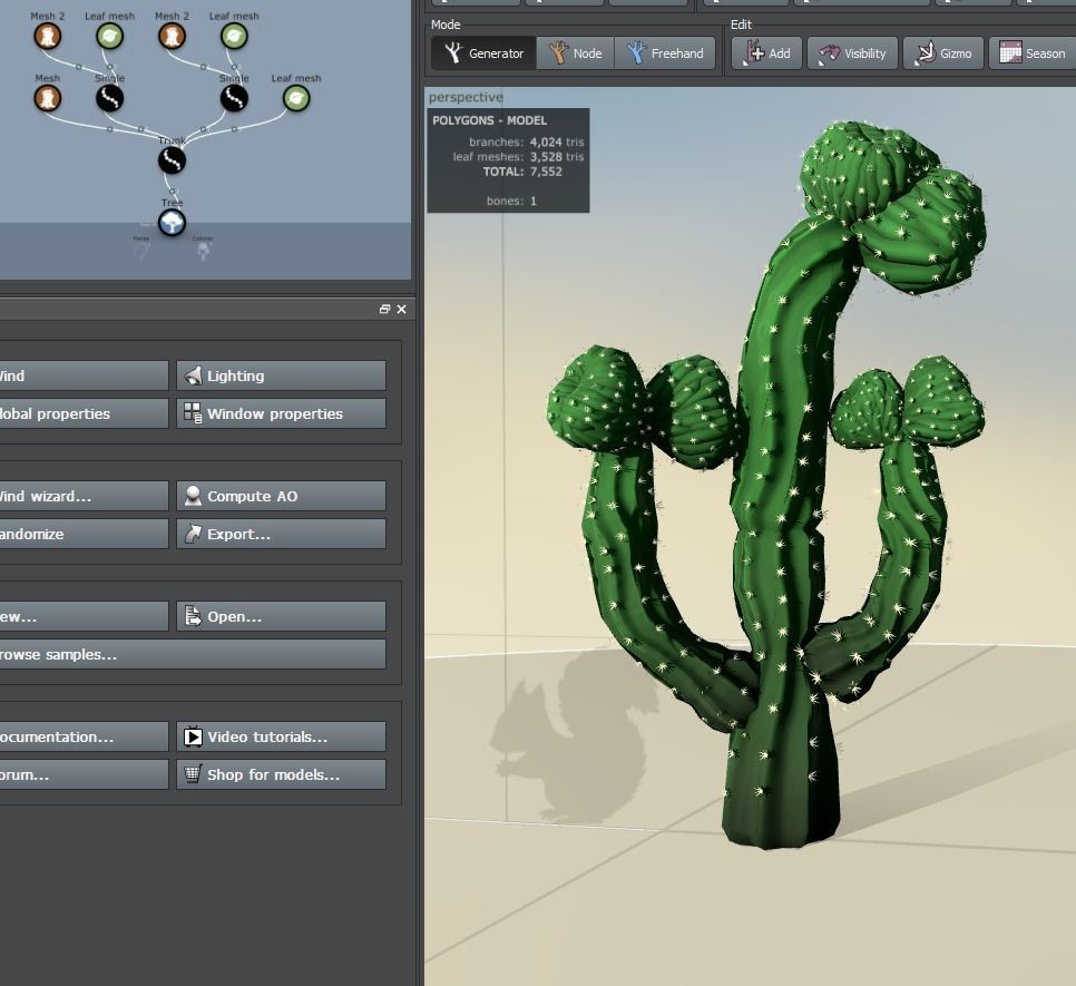 Procedural Cactus PBr Low-poly 3D model_4