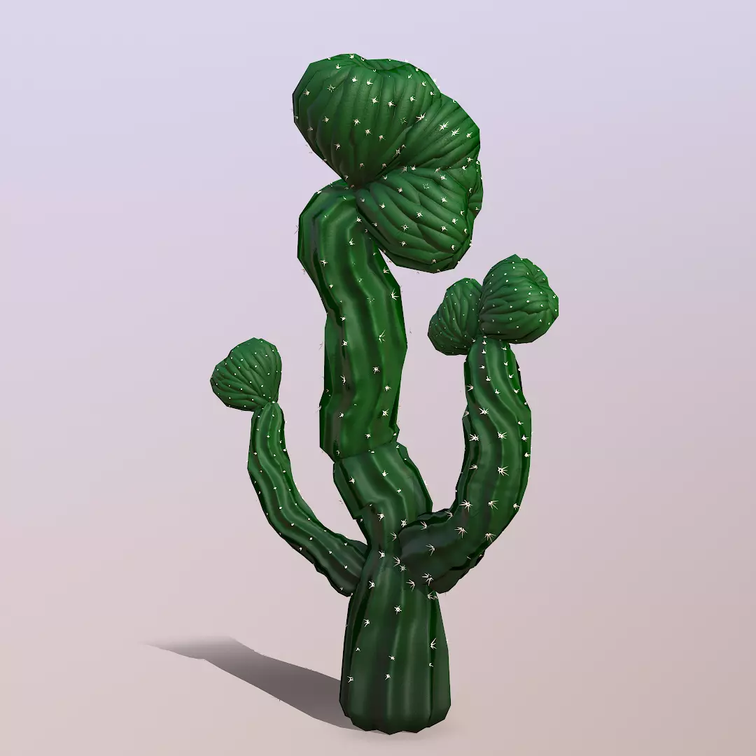 Procedural Cactus PBr Low-poly 3D model_0