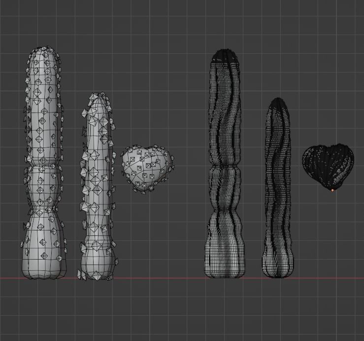 Procedural Cactus PBr Low-poly 3D model_6