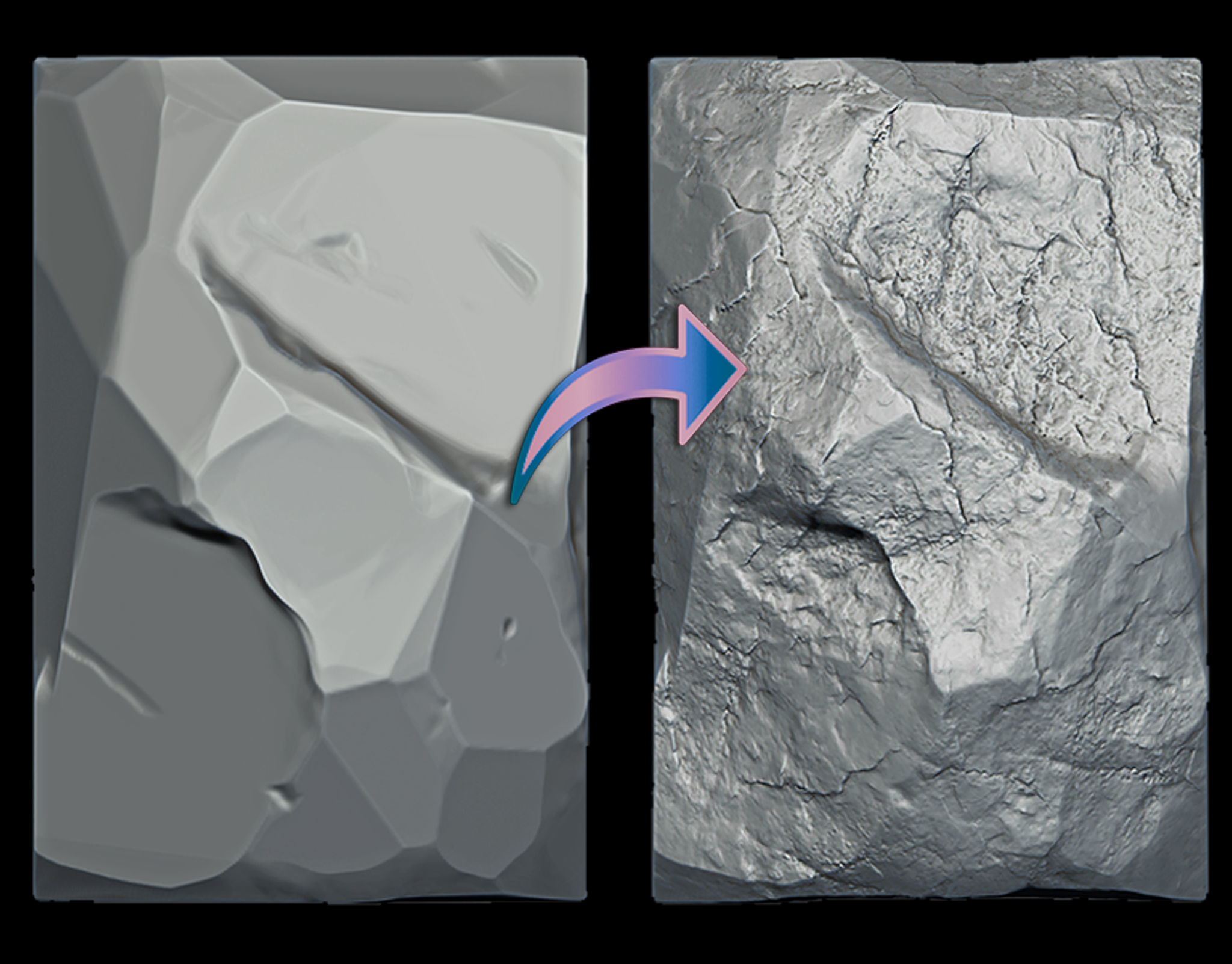 Stone Detail Brushes for Zbrush Low-poly 3D model_1