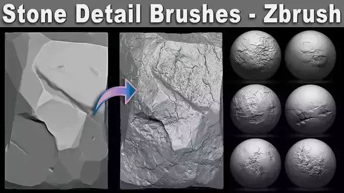 Stone Detail Brushes for Zbrush Low-poly 3D model Stone Detail Brushes for Zbrush Low-poly 3D model