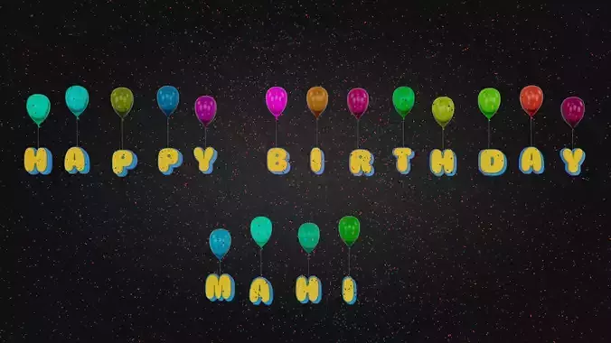 Happy Birthday Wishes Low-poly 3D model