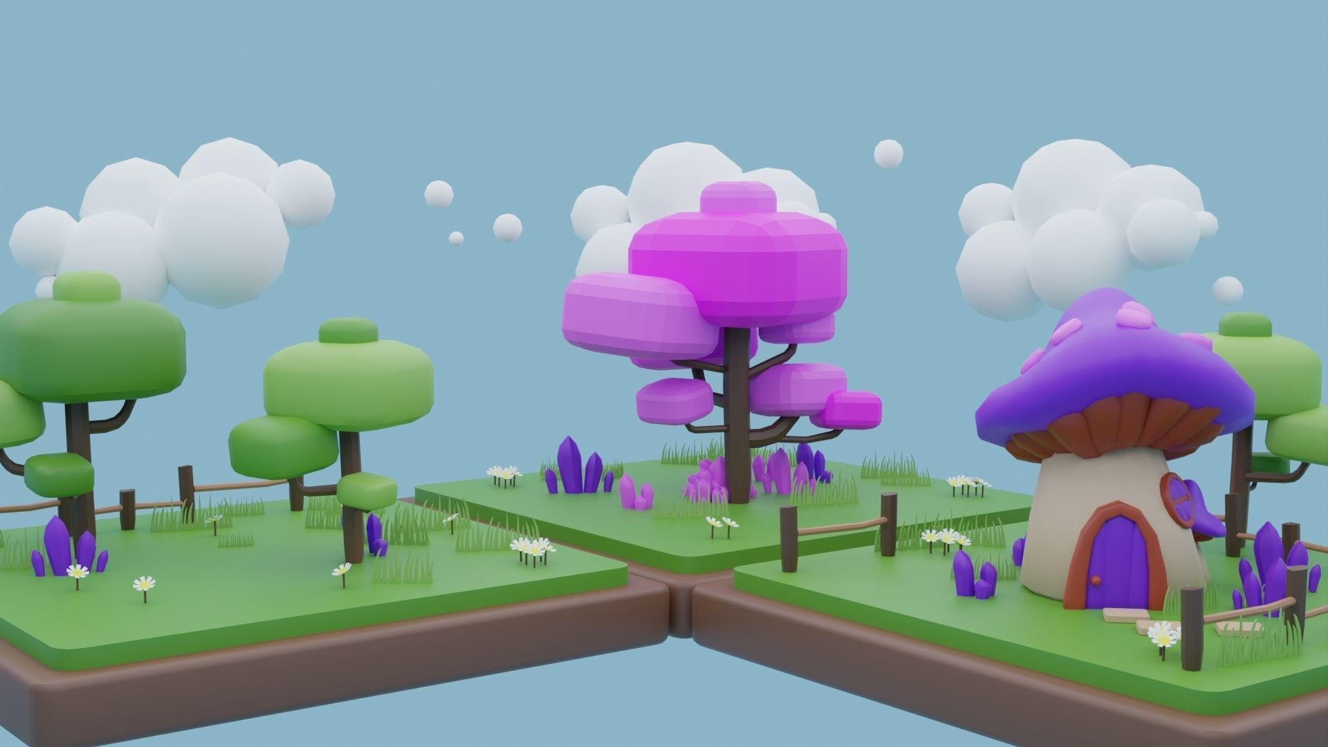 Toon Environment Low-poly 3D model_4
