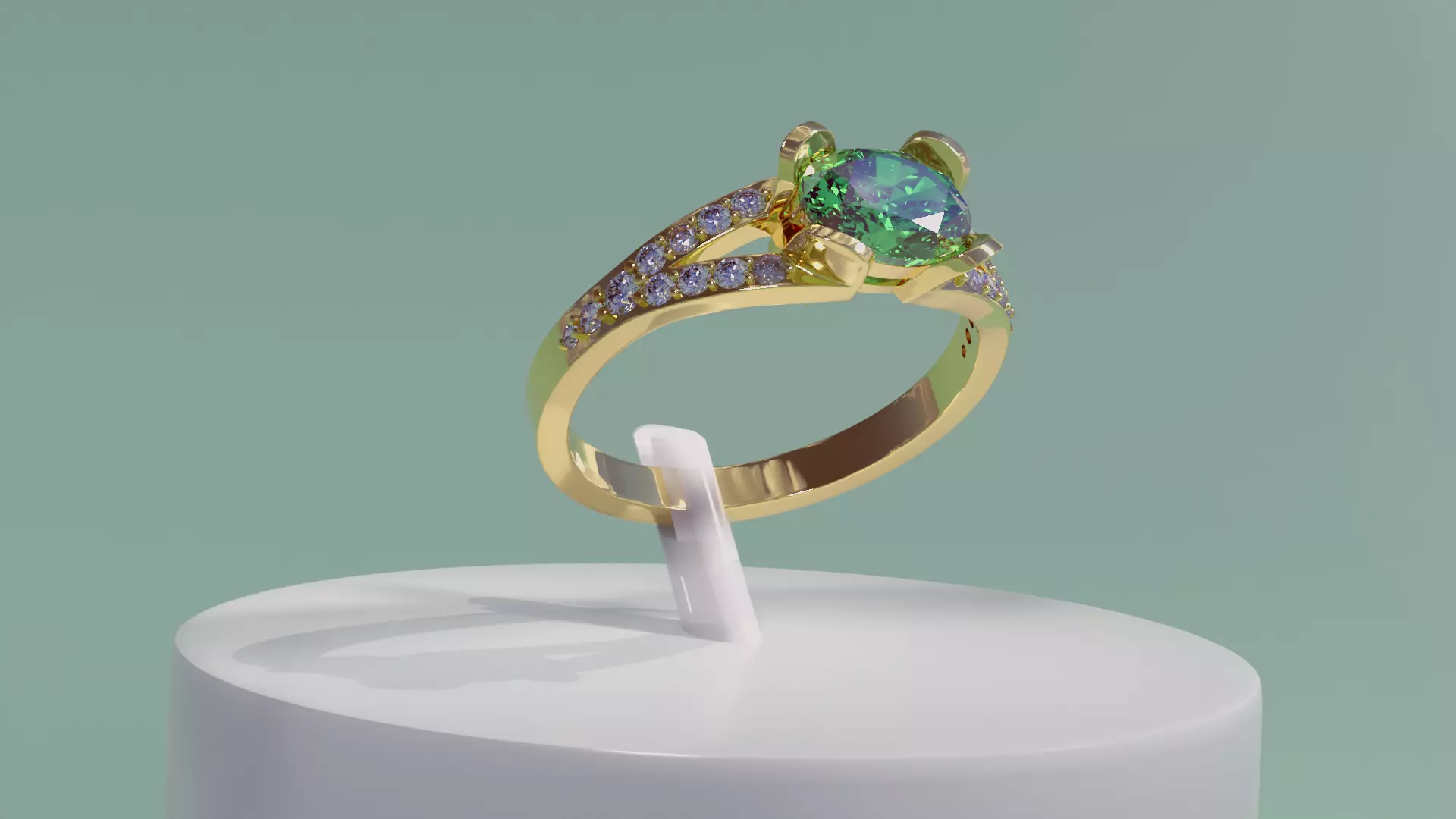 Gold Ring with emerald gem - 3D PRINT 3D print model_0