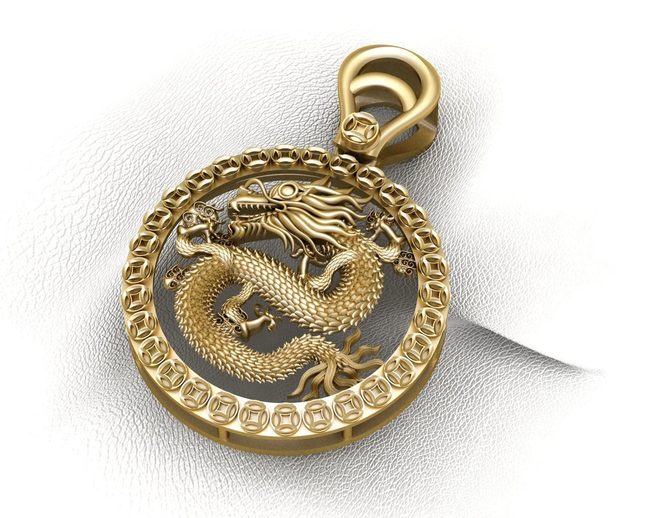 Chinese Dragon Pendant 3D print model 3D print model_5