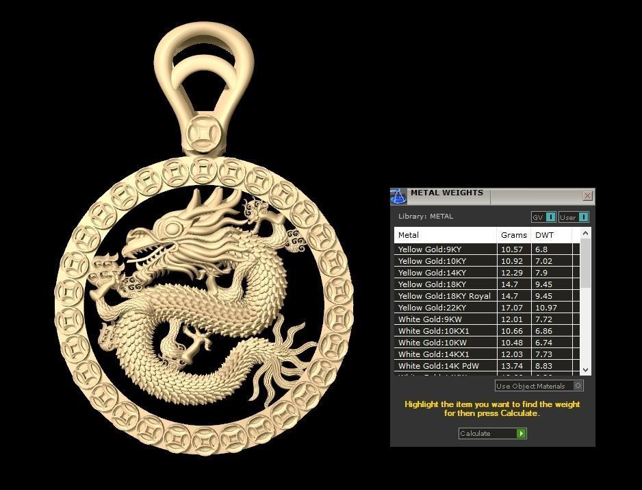 Chinese Dragon Pendant 3D print model 3D print model_3