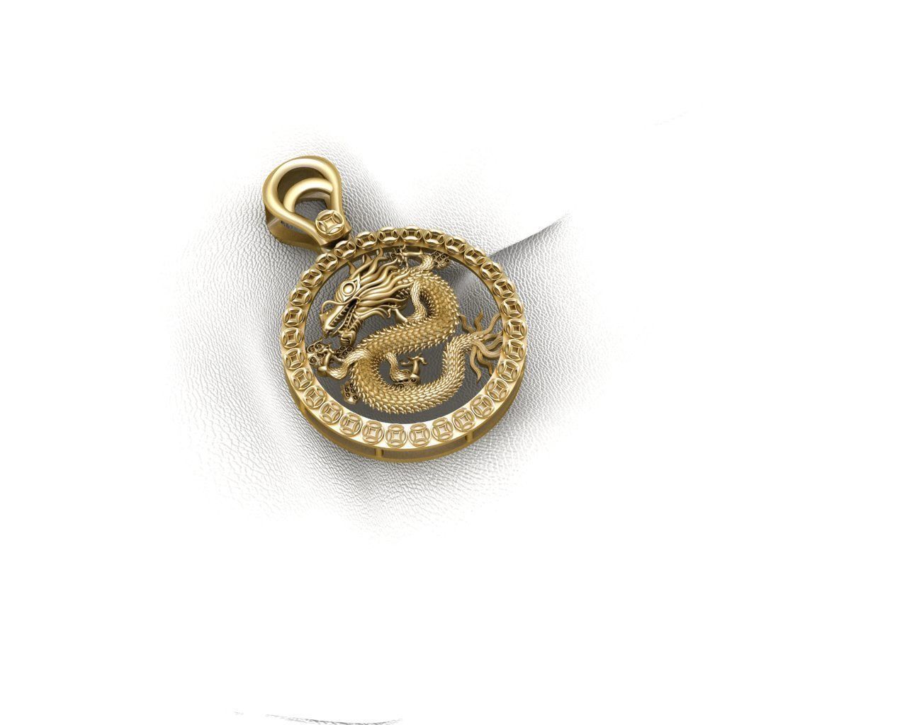 Chinese Dragon Pendant 3D print model 3D print model_7