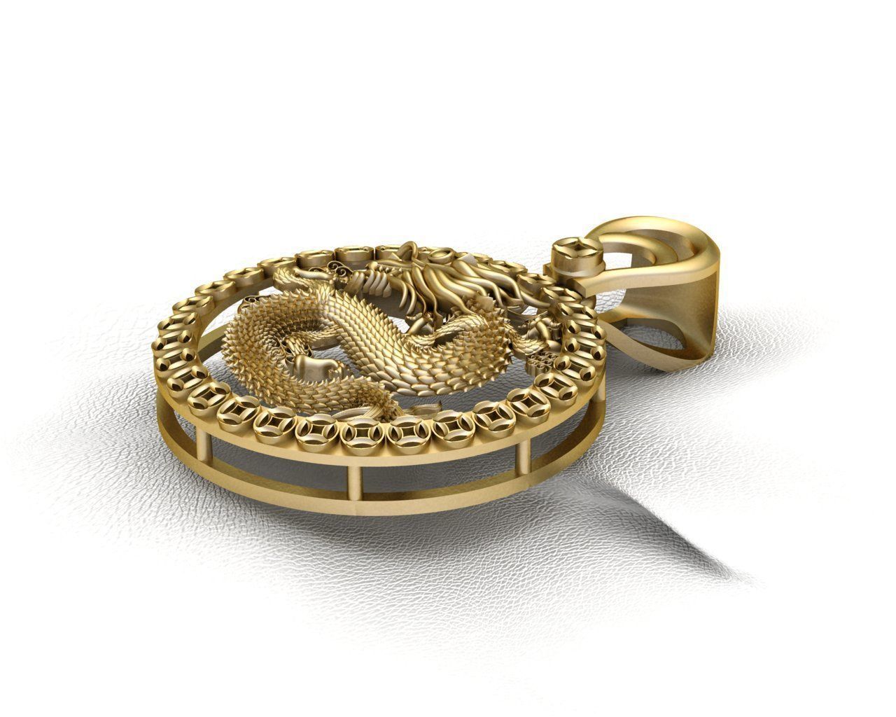 Chinese Dragon Pendant 3D print model 3D print model_4