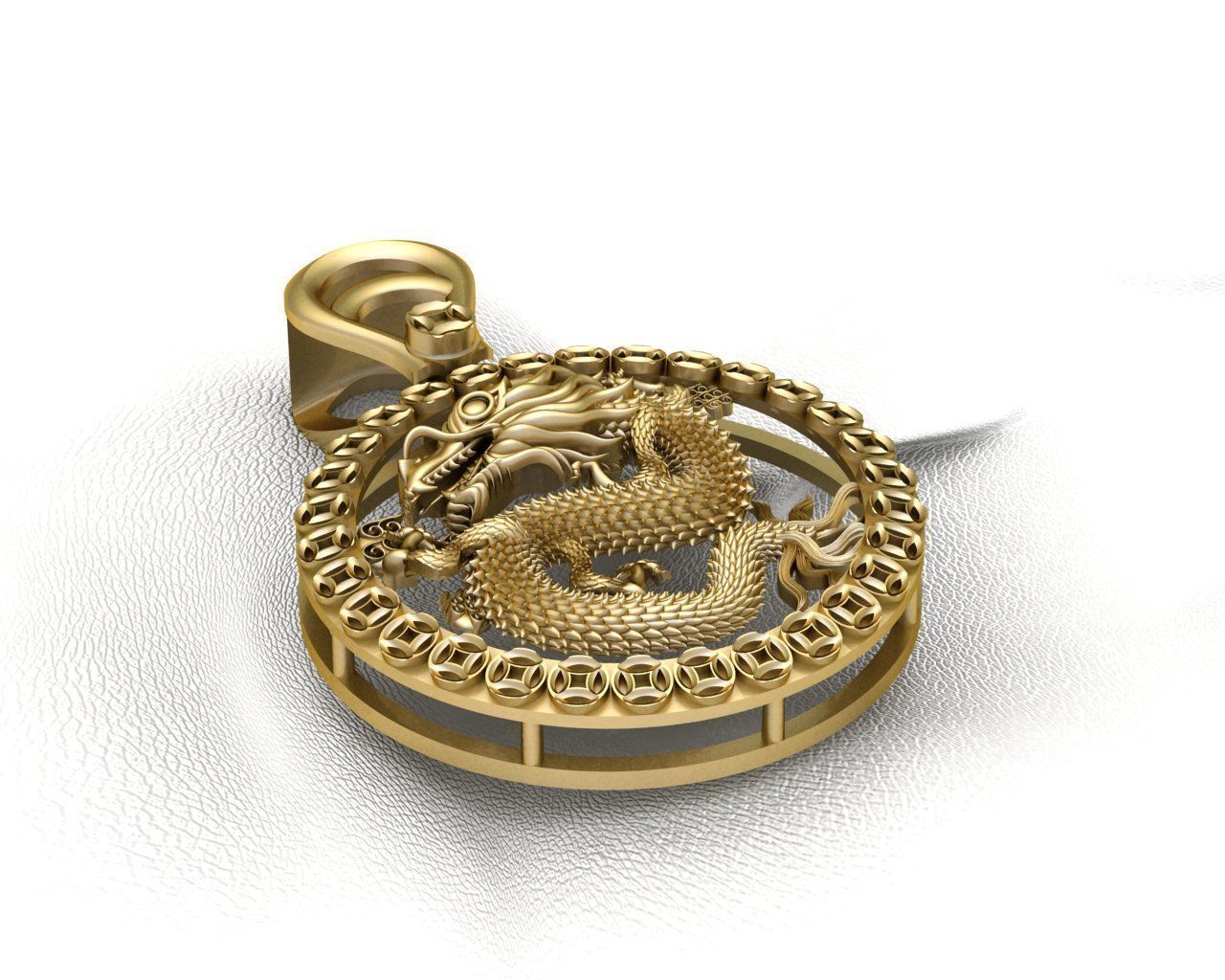 Chinese Dragon Pendant 3D print model 3D print model_6