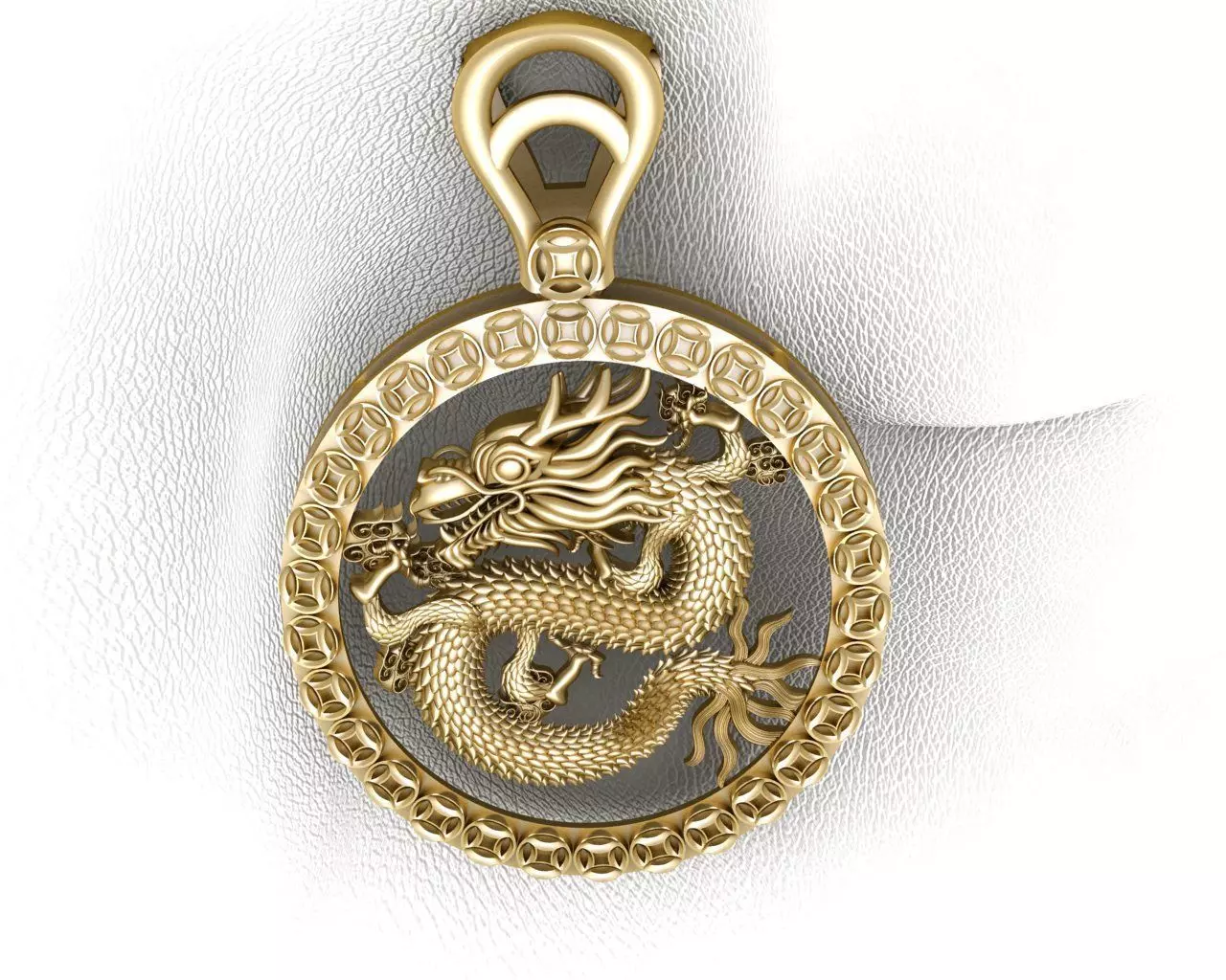 Chinese Dragon Pendant 3D print model 3D print model_0