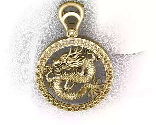 Chinese Dragon Pendant 3D print model 3D print model