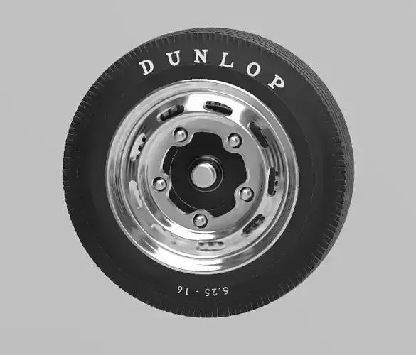 PORSCHE VW 16in WHEEL WITH BRAKE DRUM AND DUNLOP TIRE 3D print model