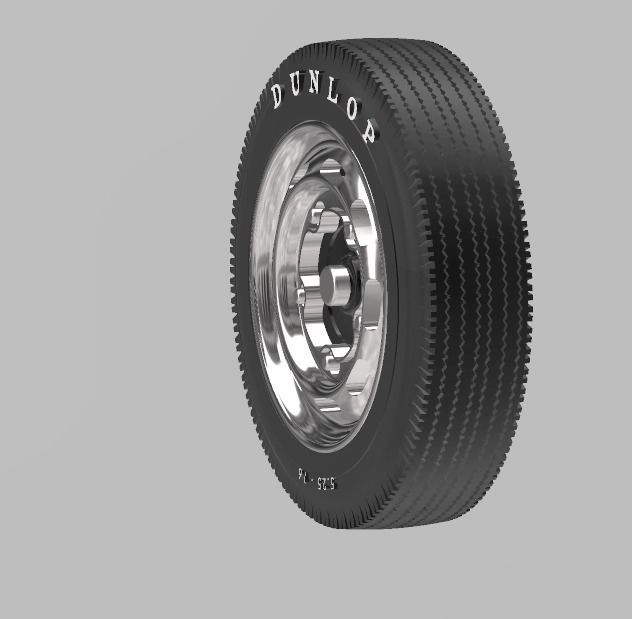 PORSCHE VW 16in WHEEL WITH BRAKE DRUM AND DUNLOP TIRE 3D print model_1