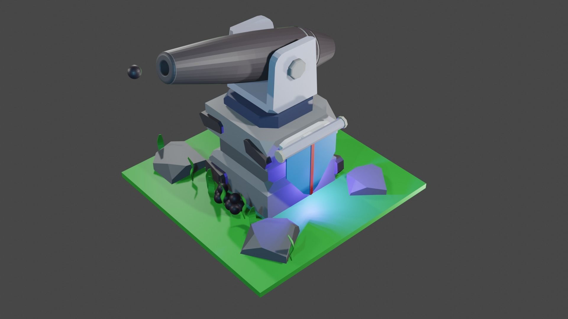 Canon for mobile game  Low-poly 3D model_2