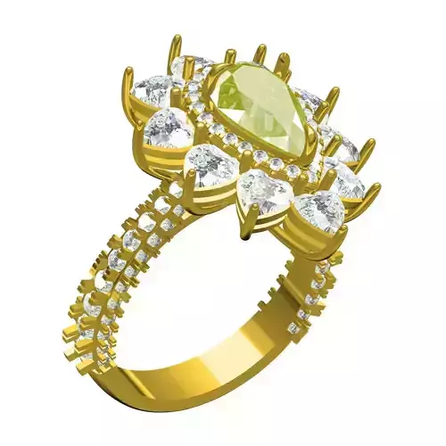 Yellow Pear Cut Diamond Cocktail Ring