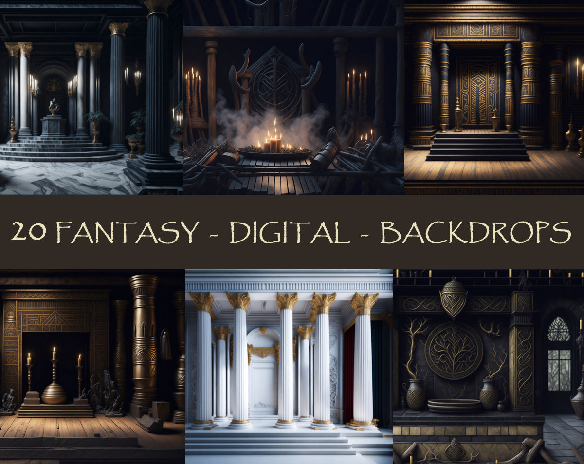 Fantasy Themed Image Backdrops Low-poly 3D model_2