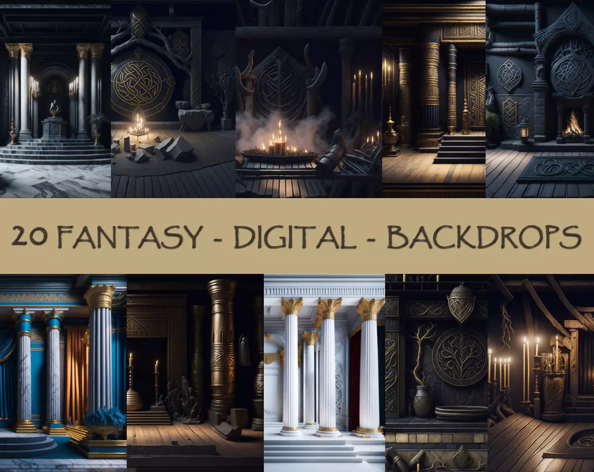 Fantasy Themed Image Backdrops Low-poly 3D model_0