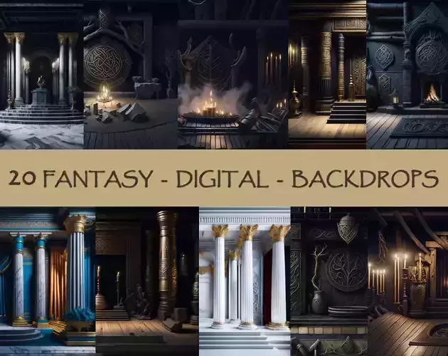 Fantasy Themed Image Backdrops Low-poly 3D model