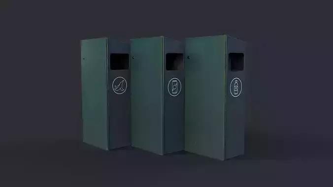 Street Trash Can 16 PBR Game Ready Low-poly 3D model