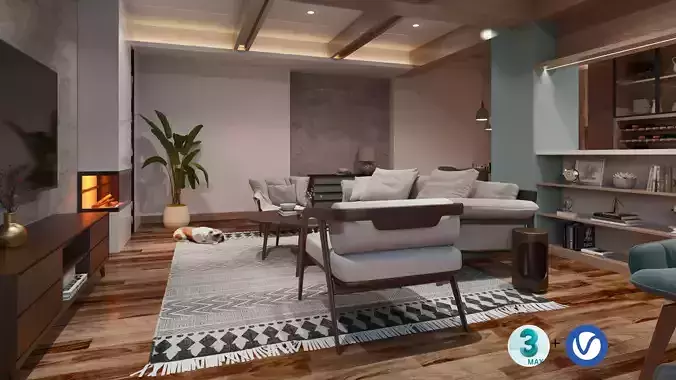 Living Room Tropical Design 3D model
