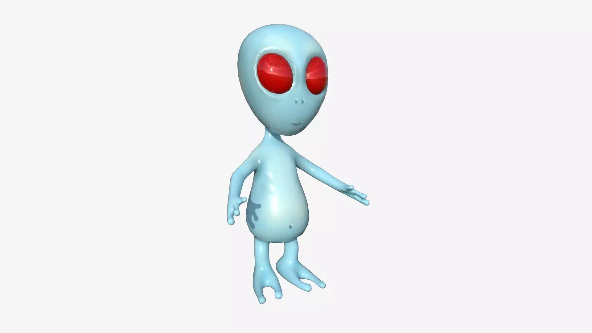 Cute Alien A08 Blue Red - Simple - Character Design Low-poly 3D model_0