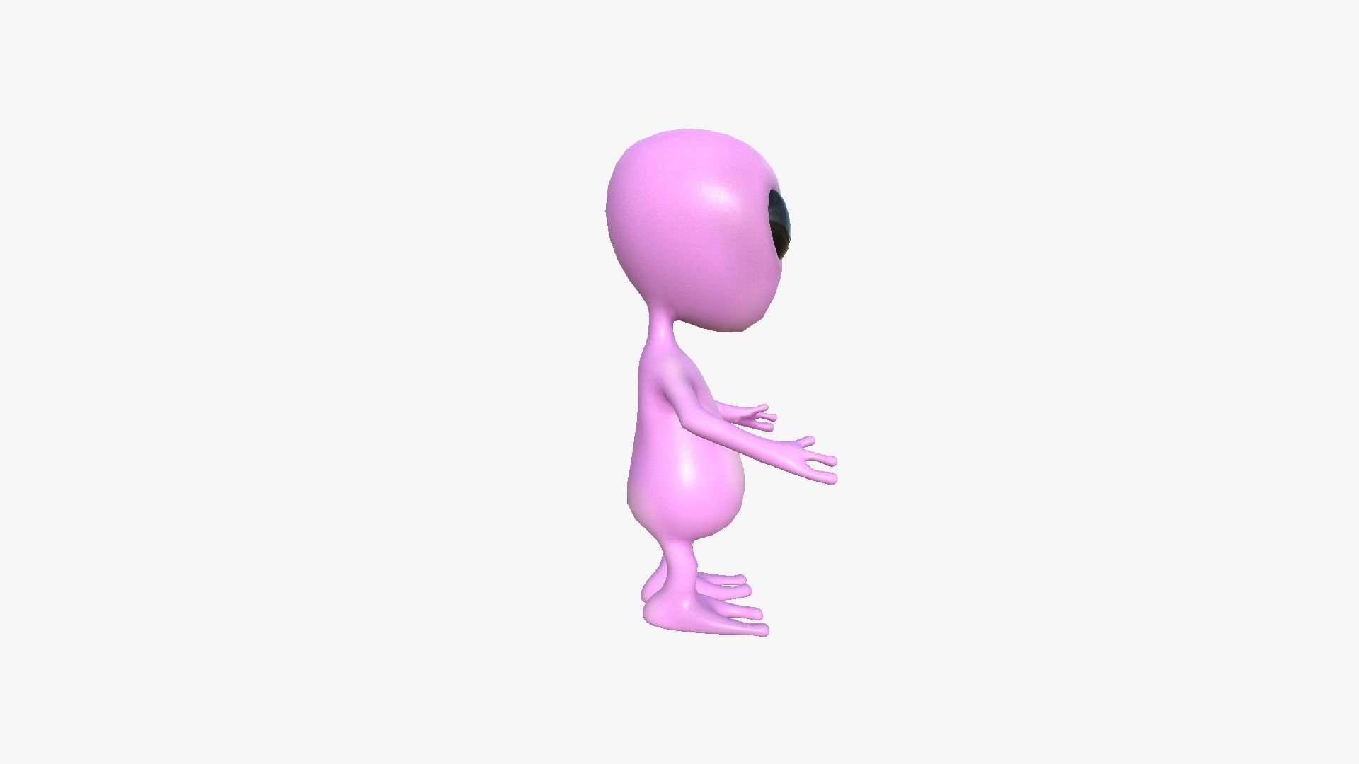 Cute Alien A09 Pink Black - Simple - Character Design Low-poly 3D model_2