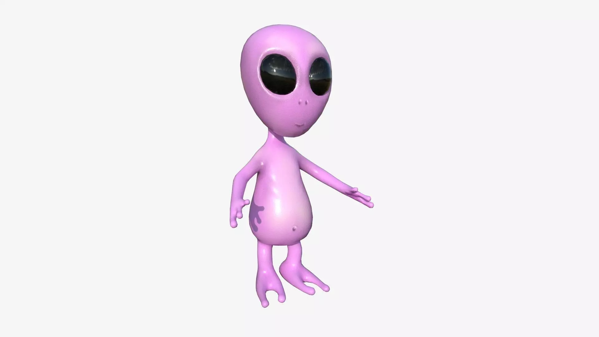 Cute Alien A09 Pink Black - Simple - Character Design Low-poly 3D model_0