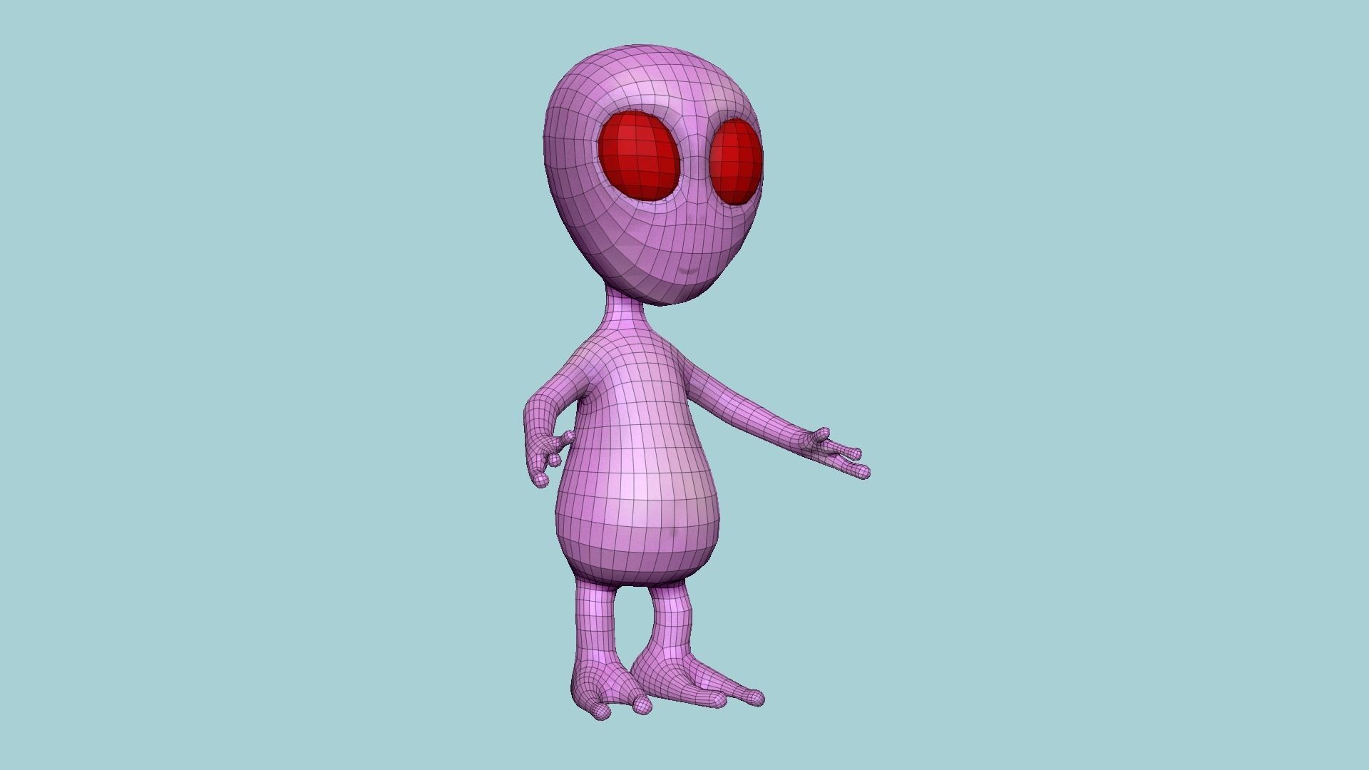 Cute Alien A10 Pink Red - Simple - Character Design Low-poly 3D model_6