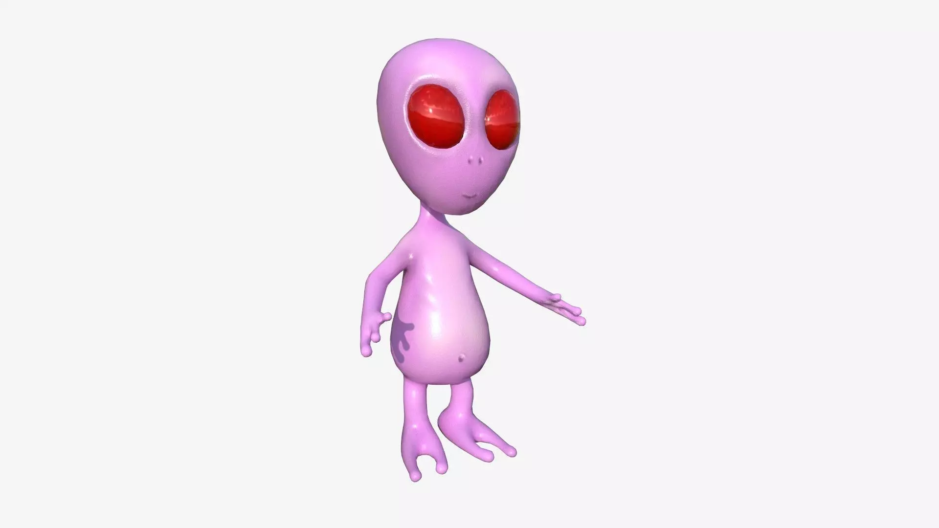 Cute Alien A10 Pink Red - Simple - Character Design Low-poly 3D model_0
