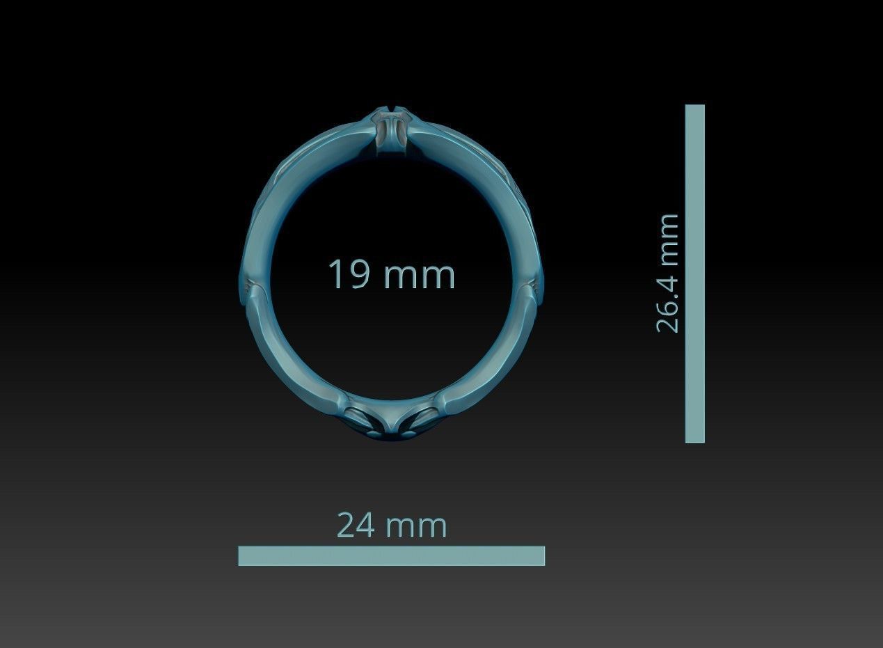 Modern Shield Ring Band 3D print model_12