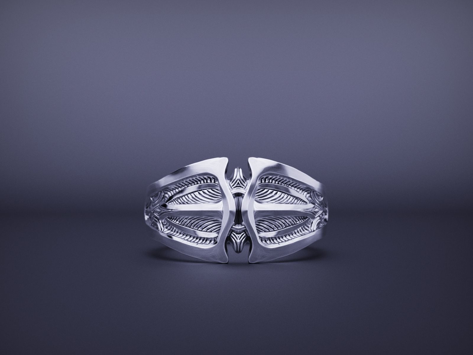 Modern Shield Ring Band 3D print model_2